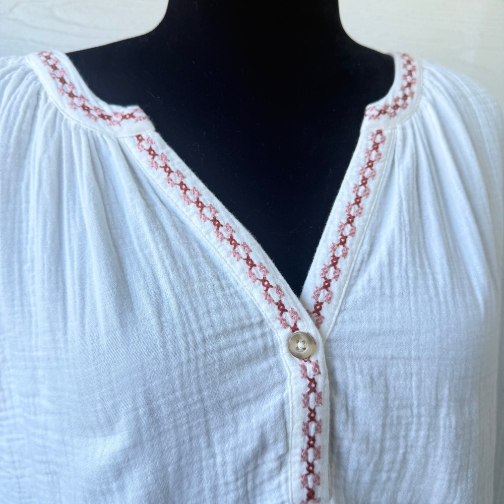 Madewell Embroidered V-Neck‎ Tunic Dress | Size M | Effortless Boho Style - Picture 3 of 7